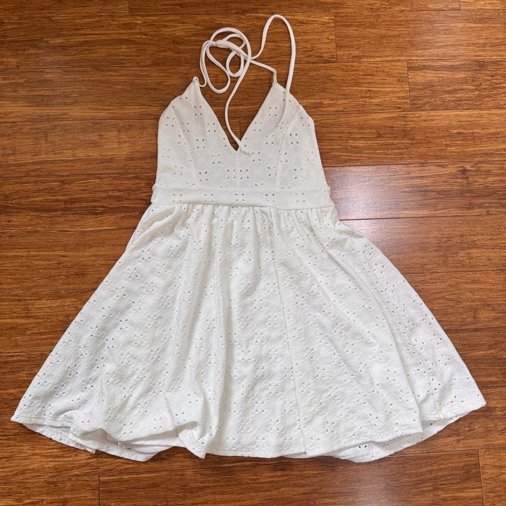 Windsor white eyelet halter dress